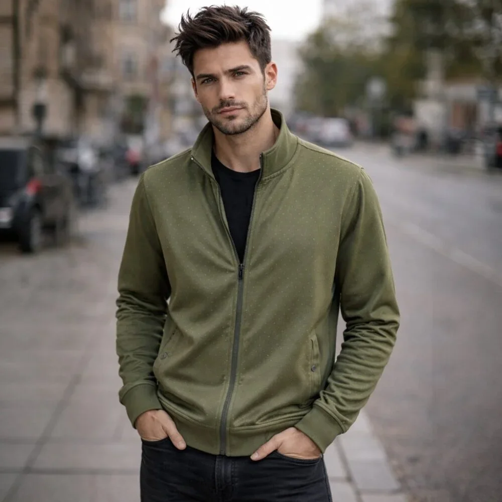 Ted Baker London Robine Olive Green Front Zip Jacket Size 6 (US XXL)
